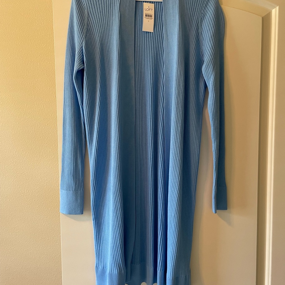 LOFT Blue Cuffed Sleeve Cardigan Sweater